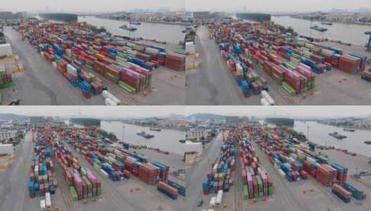 佛山南海国际货柜码头港口高清在线视频素材下载