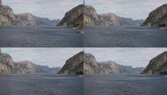 多利放大，在挪威Lysefjord的水面高清在线视频素材下载