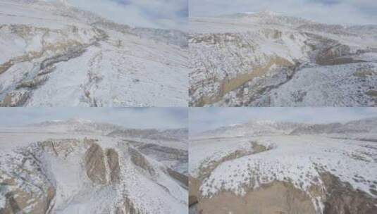 fpv穿越机航拍德令哈青藏高原雪山峰雪景高清在线视频素材下载