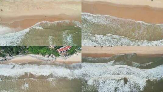 大海海浪沙滩海浪拍打沙滩海陵岛航拍高清在线视频素材下载