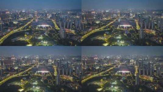 深圳北站夜景航拍高清在线视频素材下载
