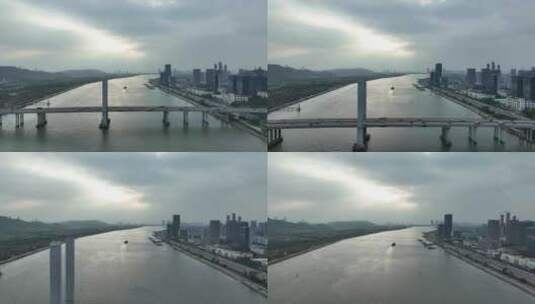 珠海磨刀门水道航拍横琴大桥珠海市珠江风光高清在线视频素材下载