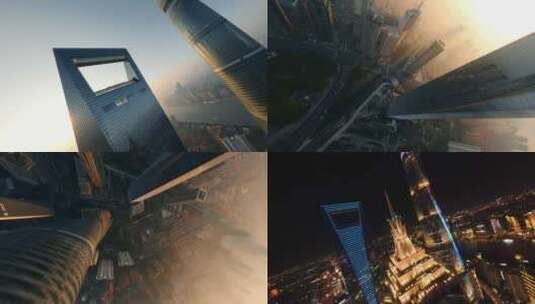 上海中心大厦地标穿越机拍摄素材高清在线视频素材下载