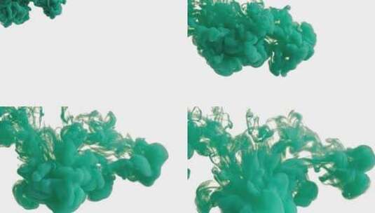 绿色颜料入水色彩流体时尚意境概念高清在线视频素材下载