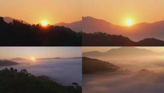云海日出航拍 云雾缭绕 朝阳 群山高清在线视频素材下载