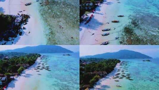 利佩岛萨吞泰国与热带海滩和图尔库彩色海洋高清在线视频素材下载