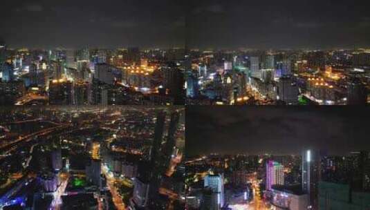 航拍江苏无锡城市夜景高清在线视频素材下载