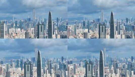 长焦航拍深圳城市天际线4K高清在线视频素材下载