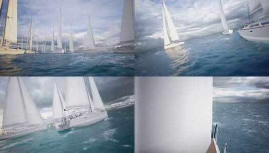 4K帆船扬帆远航商业成功发展航海梦想海面高清在线视频素材下载