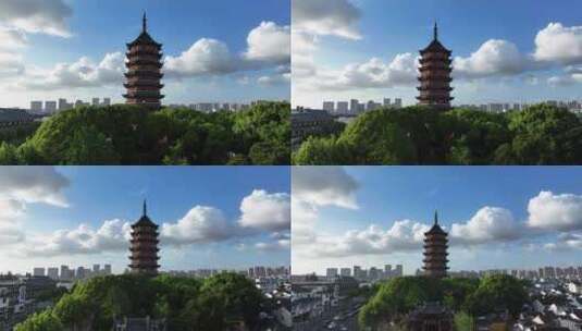 江南姑苏地标报恩寺北寺塔（航拍运镜）高清在线视频素材下载