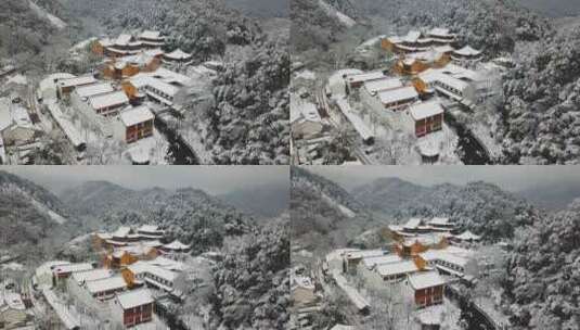 杭州法喜寺雪景浙江雪景古建筑雪景高清在线视频素材下载