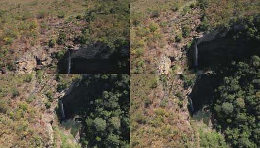 空中视频瀑布在Chapada dos V高清在线视频素材下载