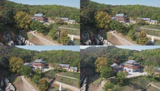 秋日的芜湖浮山寺古银杏风光高清在线视频素材下载