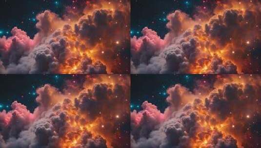 梦幻星云与绚丽云彩景象高清在线视频素材下载