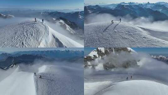 雪山之巅，登山者的极限挑战高清在线视频素材下载