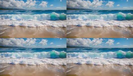 海边海浪拍打沙滩景象高清在线视频素材下载