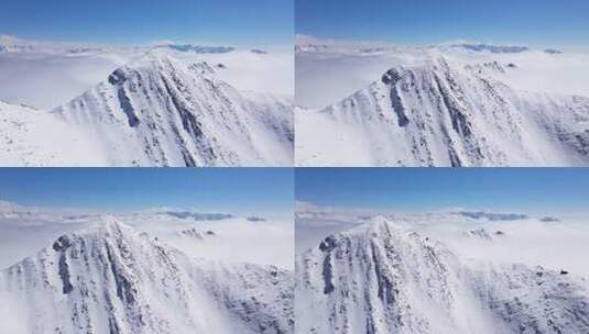航拍川西夹金山雪山云海全景俯瞰高清在线视频素材下载