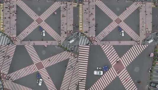 长沙黄兴中路路口俯拍高清在线视频素材下载
