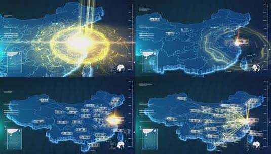 上海辐射地图高清AE视频素材下载