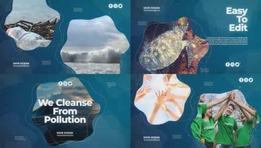 拯救海洋企业宣传清洁水损害威胁AE模板高清AE视频素材下载