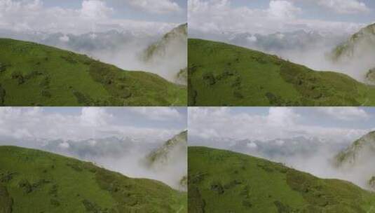 航拍大雾天的山景高清在线视频素材下载