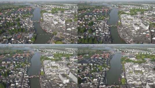 上海朱家角古镇全景4K航拍视频素材高清在线视频素材下载