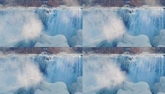 尼亚加拉大瀑布的冬天高清在线视频素材下载