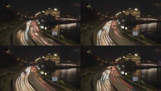 夜间城市交通延时高清在线视频素材下载