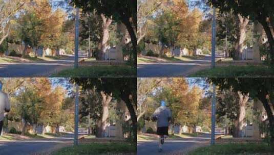 在公园晨跑的男士高清在线视频素材下载