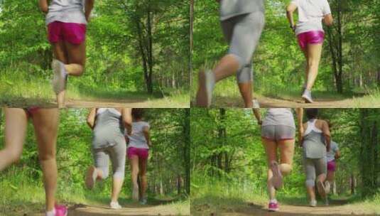 女人在森林中跑步高清在线视频素材下载