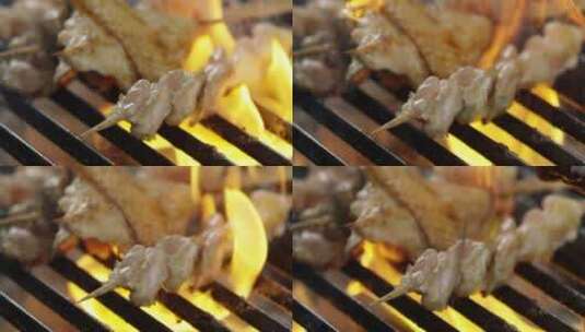 2K高速摄影烤网上的烤肉翻身高清在线视频素材下载