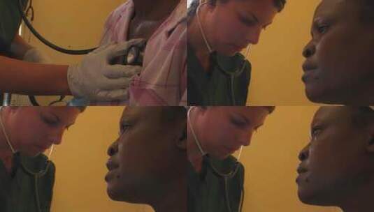 医生给非洲病人做检查高清在线视频素材下载