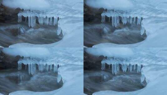 冰雪融化冰河流水高清在线视频素材下载