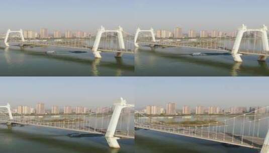 湖南长沙湘江三汊矶大桥竖屏航拍高清在线视频素材下载