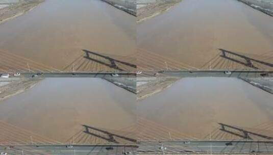 航拍济南黄河风光黄河大桥高清在线视频素材下载