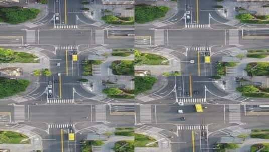航拍城市交通十字路口高清在线视频素材下载
