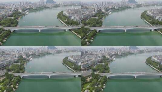 航拍广西柳州柳江城市风光高清在线视频素材下载