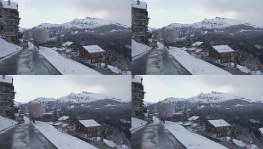 雪中的山地度假小镇高清在线视频素材下载