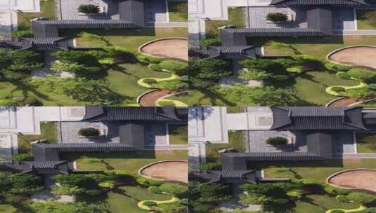 航拍苏州古典园林庭院高清在线视频素材下载