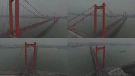 航拍鹦鹉洲长江大桥高清在线视频素材下载