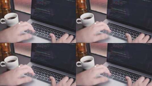 工作和喝咖啡的软件开发人员高清在线视频素材下载