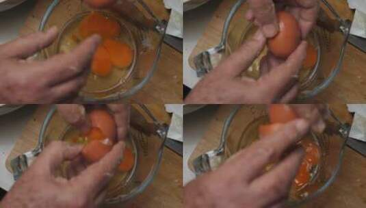 用手打鸡蛋在罐子里高清在线视频素材下载