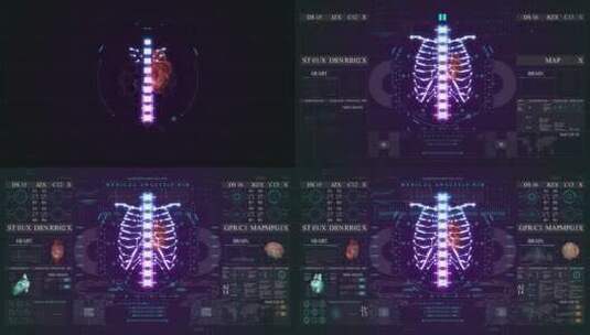 骨骼人体智能中心科技屏幕操作系统HUD界面高清在线视频素材下载
