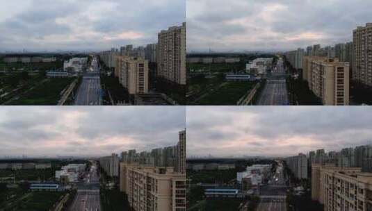 航拍上海浦东区街道高清在线视频素材下载