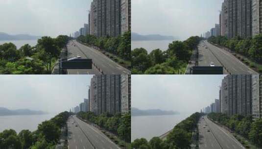 城市航拍长江沿江大道交通高清在线视频素材下载