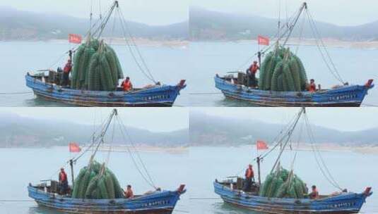 渔民捕捞加工作业乡村振兴高清在线视频素材下载