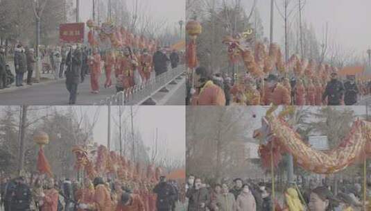 街头舞龙民俗表演场景高清在线视频素材下载