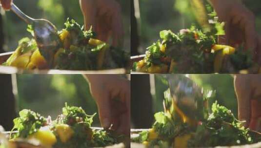 翻拌蔬菜沙拉高清在线视频素材下载