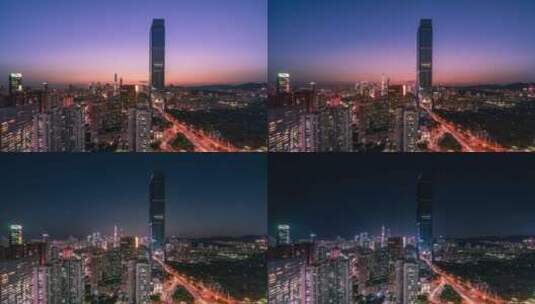 深圳城市日转夜延时高清在线视频素材下载