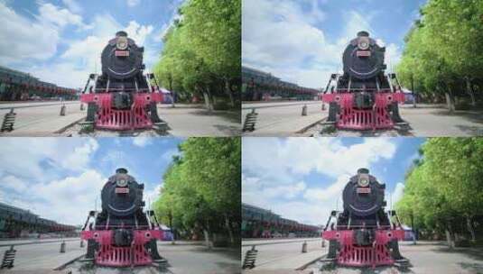 老式火车头蒸汽机车延时高清在线视频素材下载